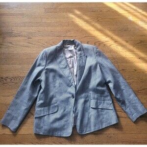 Marina Rinaldi Womens Plaid Single Breasted Blazer Jacket Size 23 (14)